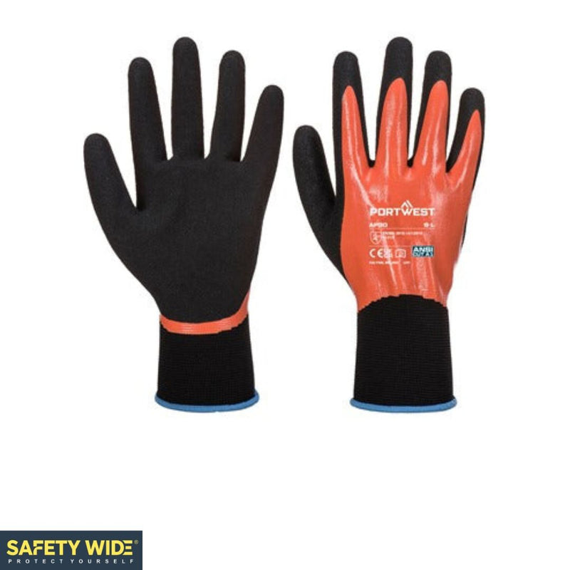 Portwest AP30 Dermi Pro Waterproof Glove Orange/Black (10pk)