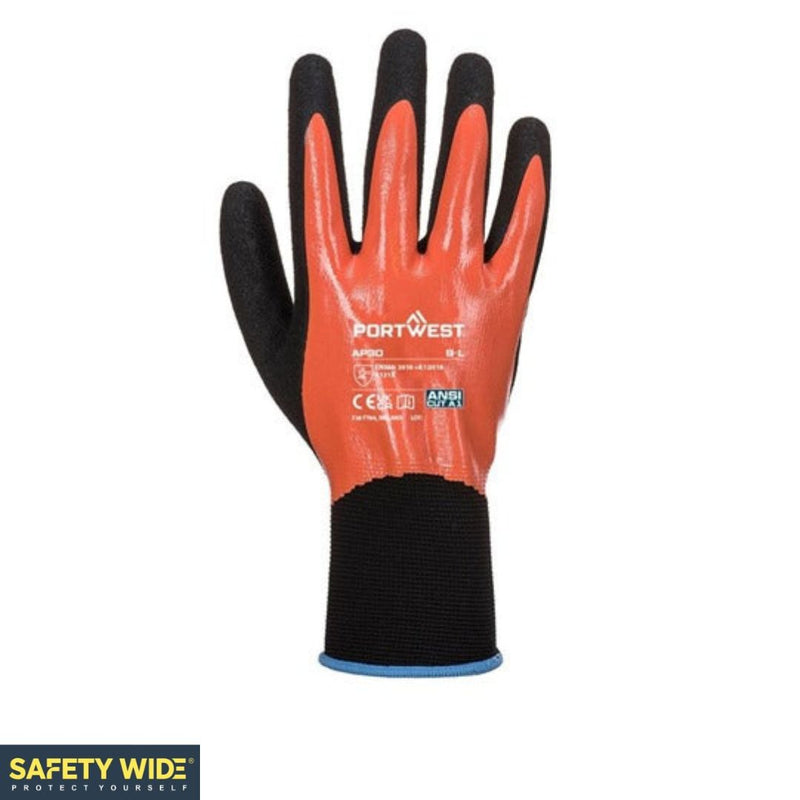 Portwest AP30 Dermi Pro Waterproof Glove Orange/Black (10pk)