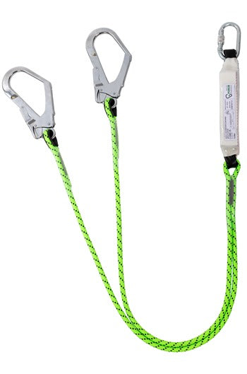137kg Twin-Leg "Y" Shock Absorbing Lanyard 1.75mtr c/w Scaffold Hooks
