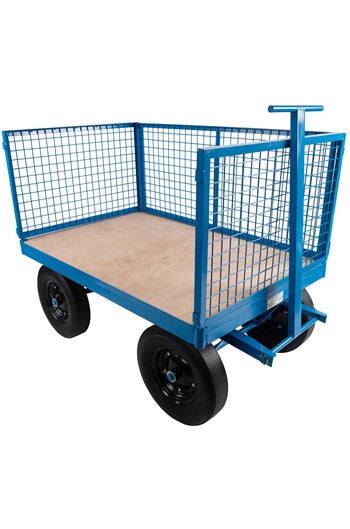 1tonne Heavy Duty Site Trolley c/w Solid Wheels and Removable Mesh Sides