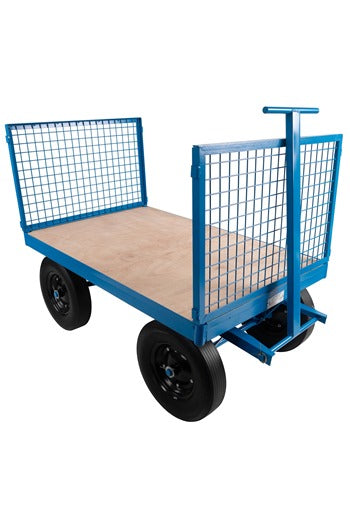 1tonne Heavy Duty Site Trolley c/w Solid Wheels and Removable Mesh Sides