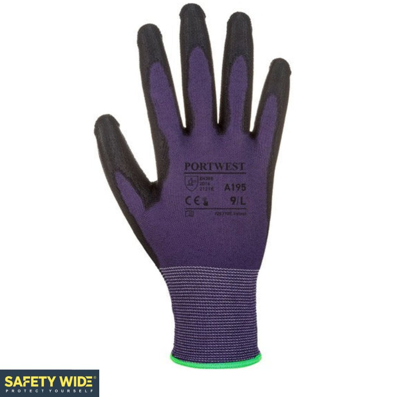 Portwest A195 Touchscreen PU Coated Grip Glove Purple/Black (10pk)
