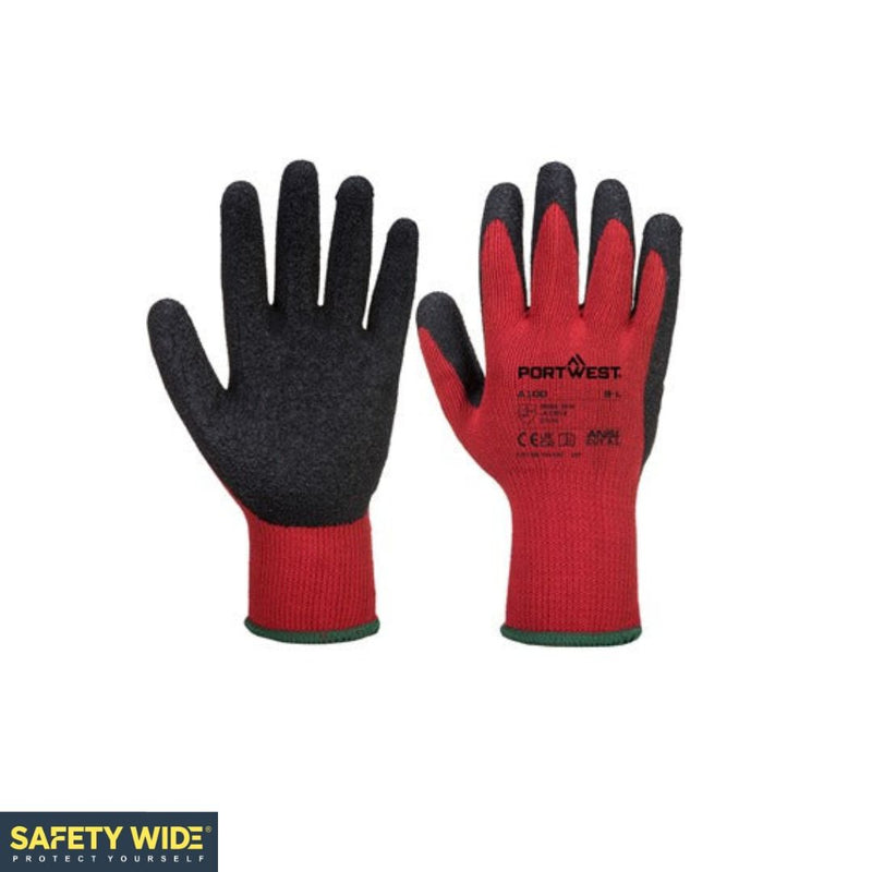 Portwest A100 Latex Grip Glove Red/Black (10pk)