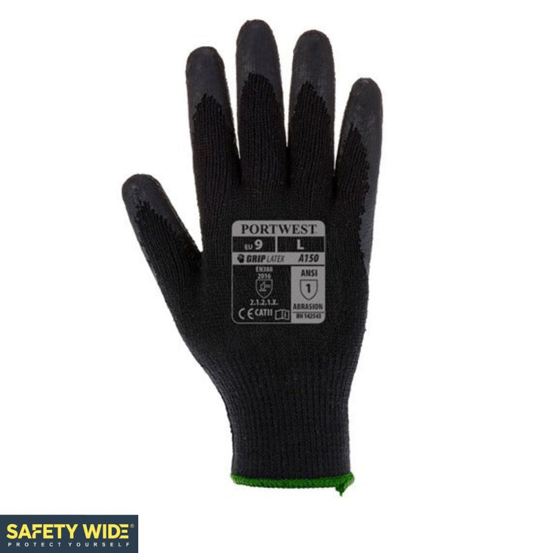 Portwest A150 Latex Classic Grip Glove Black (10pk)