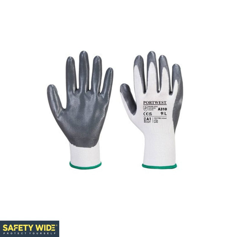 Portwest A310 Flexo Nitrile Grip Glove Grey/White (10pk)