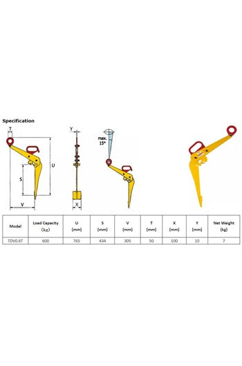 500kg Vertical Lift Drum Clamp