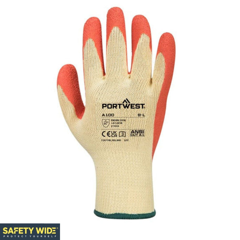 Portwest A100 Latex Grip Glove Orange (10pk)