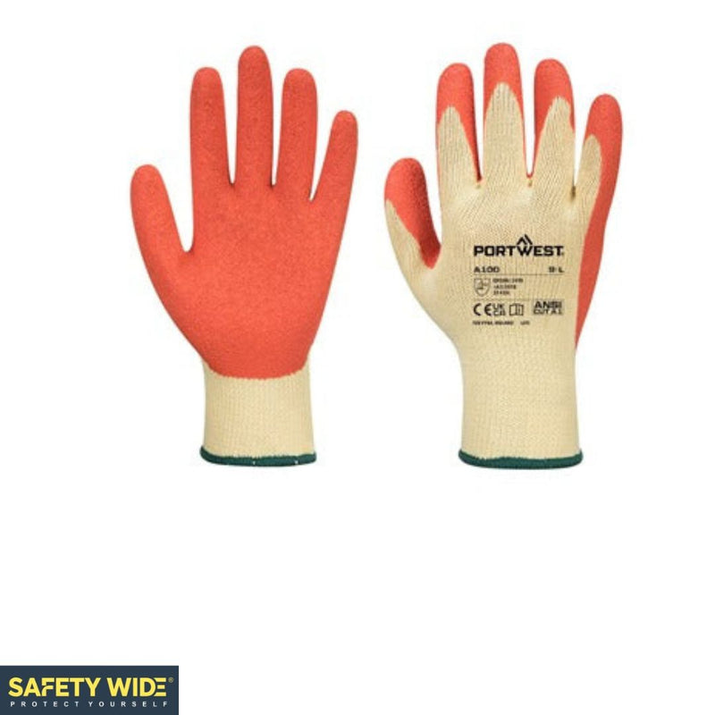 Portwest A100 Latex Grip Glove Orange (10pk)