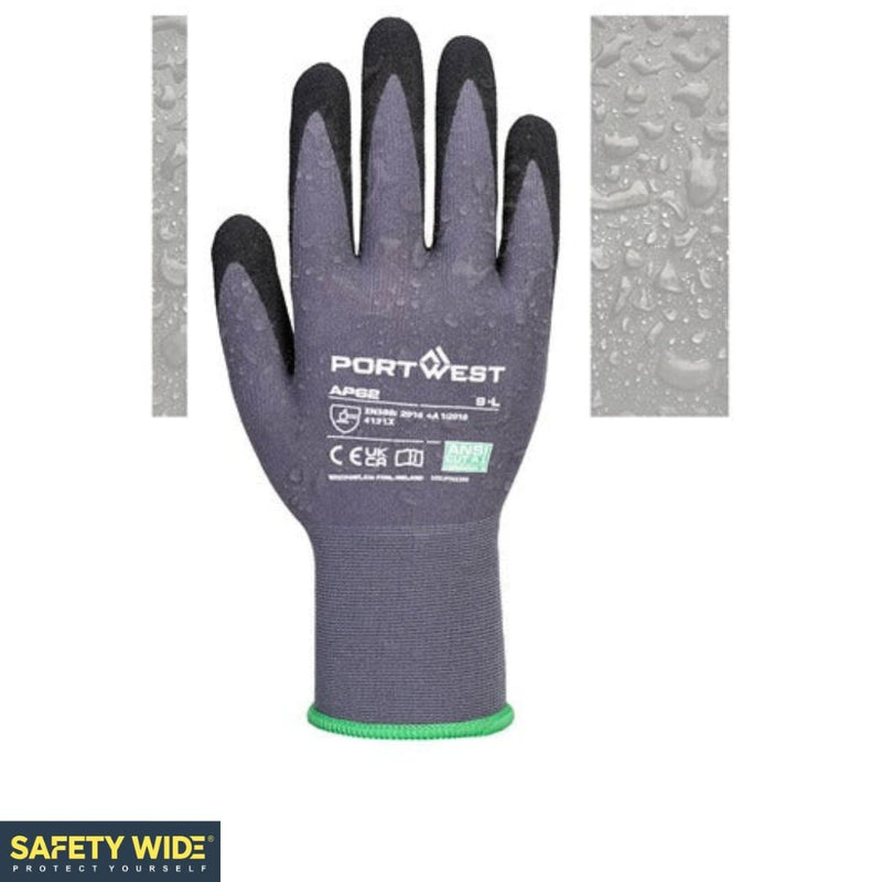 Portwest AP62 Dermiflex Aqua Glove Grey/Black (10pk)