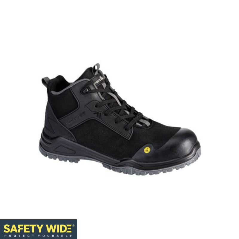 Portwest FE01 Black/Grey Bevel Composite Mid Boot S3S ESD SR FO