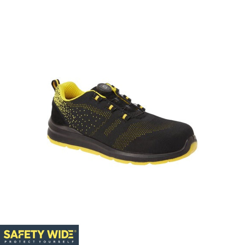Portwest FT08 Black/Yellow Compositelite Wire Lace Safety Trainer Knit S1P