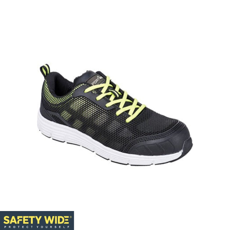 Portwest FT15 Black/Green Steel Textile Trainer S1P FO SR