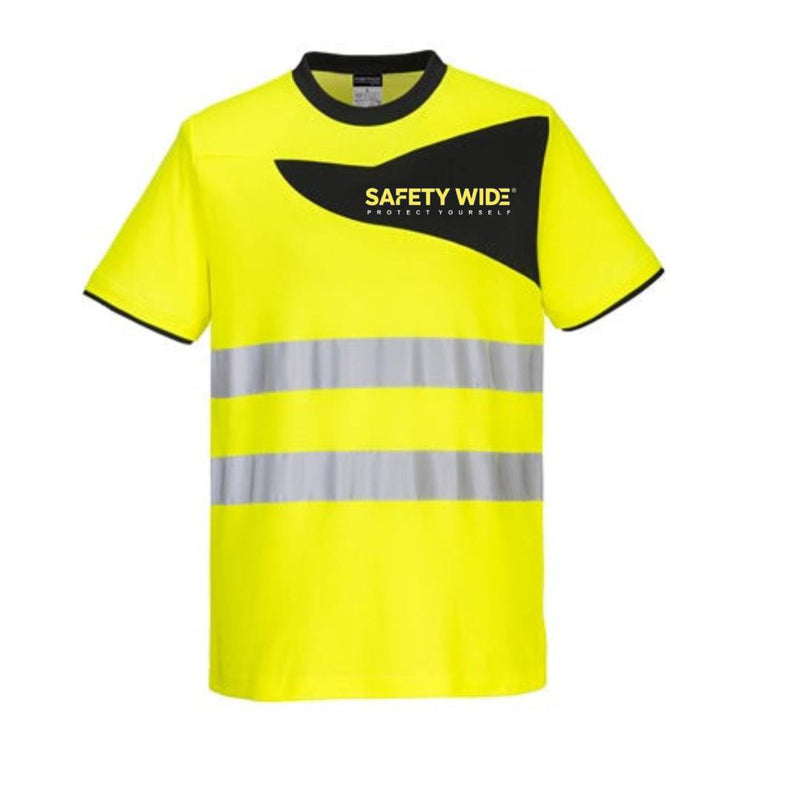 Portwest PW213 Short Sleeve Hi-Vis Cotton Comfort T-Shirt Yellow/Black