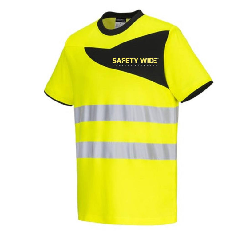 Portwest PW213 Short Sleeve Hi-Vis Cotton Comfort T-Shirt Yellow/Black