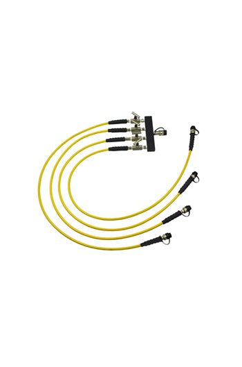 ActionRam Hydraulic 4-Way Manifold c/w 1.8mtr Hoses & Shut-off Valves