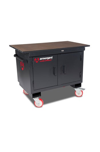 Armorgard MBH12-VF Mobile Tuffbench with Wooden Top, 4" Chain Vice and 6" Engineers Vice