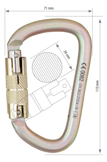 AZ017DT Triple Lock Steel Karabiner