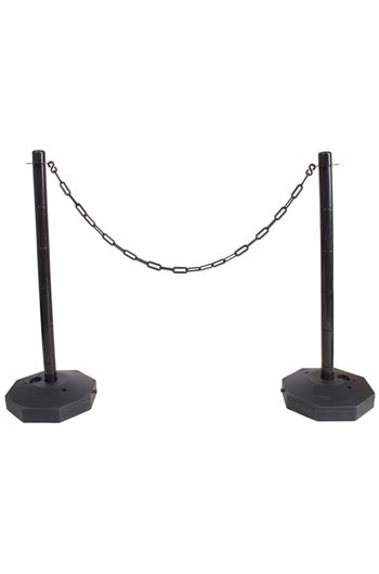 Black Plastic Chain Post Set (x2) with 3mtrs of Chain