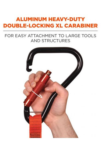 Ergodyne SQUIDS 3149 36kg Heavy Duty Tool Lanyard c/w XL Locking Karabiner and Swivel Karabiner