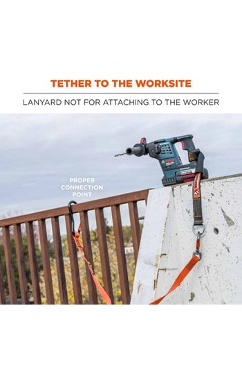 Ergodyne SQUIDS 3149 36kg Heavy Duty Tool Lanyard c/w XL Locking Karabiner and Swivel Karabiner