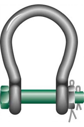 Green Pin 30ton "Wide Mouth" Safety Pin Bow Shackle