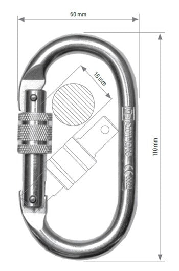 Karabiner Screw Lock ( steel ) AZ011