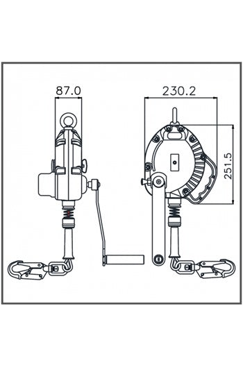 Kratos Safety FA2040110 Olympe 10mtr Retractable Fall Arrester with Integrated Rescue Winch