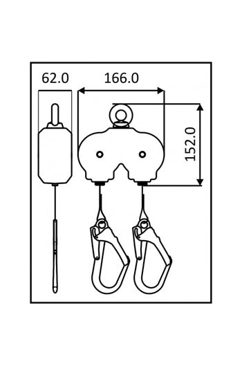 Kratos Safety FA2050002 2mtr Twin Retractable Webbing Fall Arrest Block