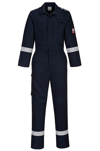 Portwest FR502 Navy Bizflame Work Lightweight Stretch Panelled Coverall