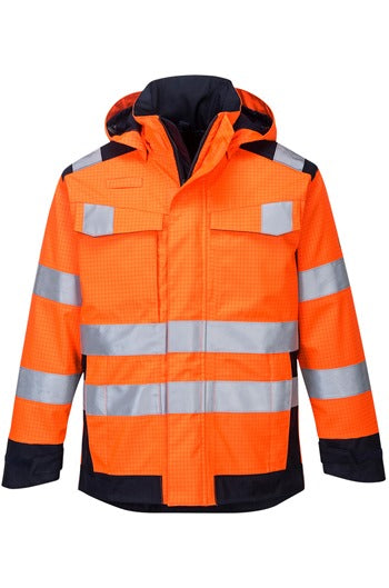 Portwest MV70 Orange/Navy Modflame Rain Multi Norm Arc Jacket
