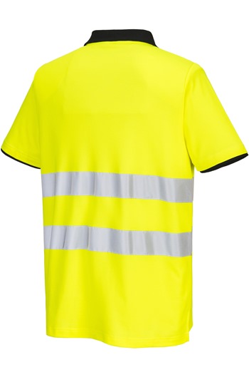 Portwest PW212 Short Sleeve Hi-Vis Cotton Comfort Polo Shirt Yellow/Black
