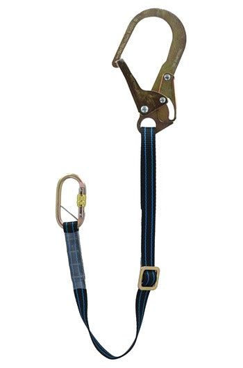 Safehold 2mtr Adjustable Restraint Lanyard with Captive Pin Double Lock Karabiner & Scaffold Hook