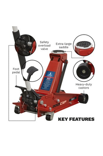 Sealey 3001CXP 3tonne Trolley Jack with Foot Pedal