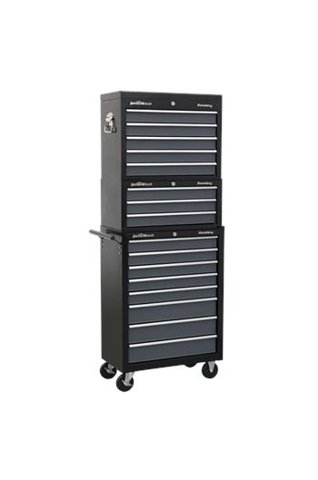 Sealey AP35STACK Tool Chest Combination 16 Drawer with Ball-Bearing Slides - Black/Grey