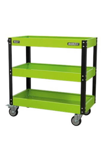Sealey CX110HV Heavy Duty Workshop Trolley 3-Level - Hi-Vis Green
