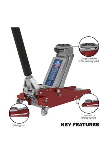 Sealey RJAS1500 1.5tonne Aluminium/Steel Trolley Jack with Rocket Lift