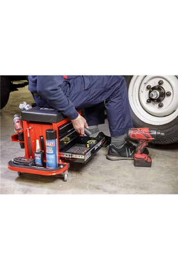 Sealey SCR18R Mechanic's Utility Seat & Toolbox - Red