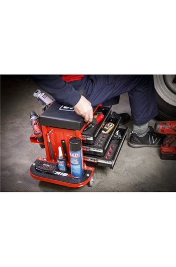 Sealey SCR18R Mechanic's Utility Seat & Toolbox - Red
