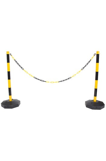 Yellow & Black Plastic Chain Post Set (x2) with 3mtrs of Chain